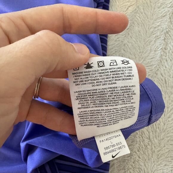 Nike Tiger Woods Polo Shirt Mens Large Purple Striped Golf TW Logo 585786-553 - Picture 13 of 15